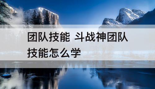 团队技能 斗战神团队技能怎么学