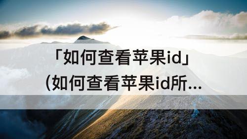 「如何查看苹果id」(如何查看苹果id所在地区)