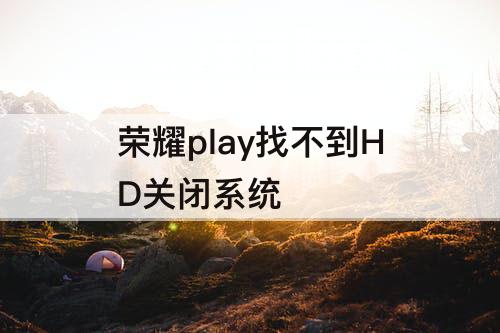 荣耀play找不到HD关闭系统