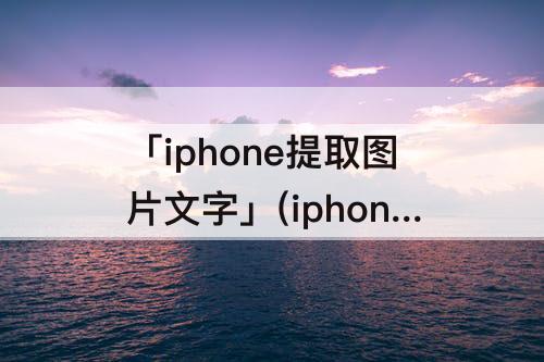 「iphone提取图片文字」(iphone提取图片文字s)