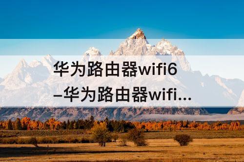 华为路由器wifi6-华为路由器wifi6怎么样一