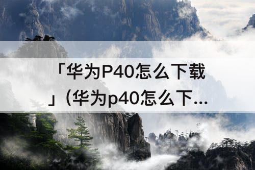 「华为P40怎么下载」(华为p40怎么下载推特)