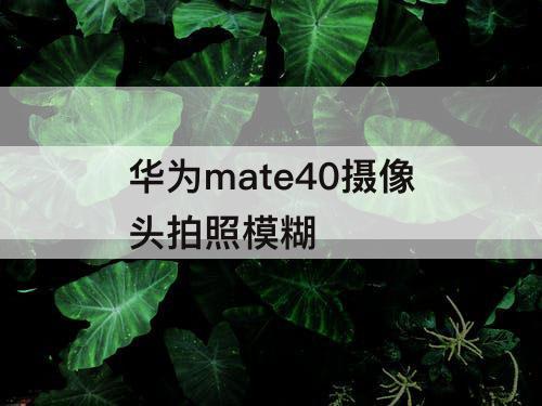 华为mate40摄像头拍照模糊