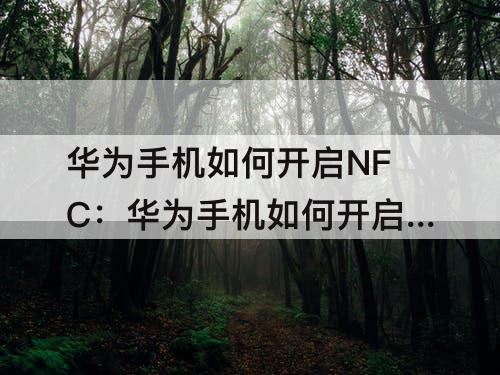 华为手机如何开启NFC：华为手机如何开启nfc功能是什么意思