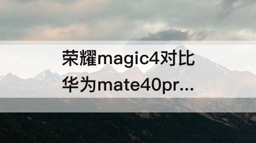 荣耀magic4对比华为mate40pro