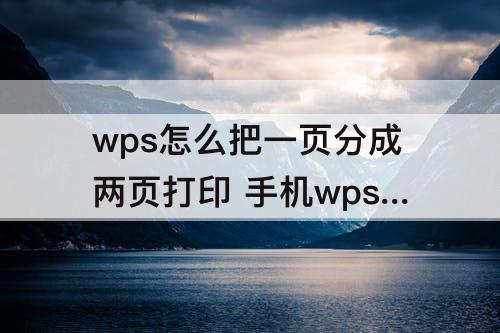 wps怎么把一页分成两页打印 手机wps怎么把一页分成两页打印