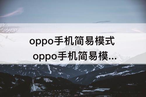 oppo手机简易模式 oppo手机简易模式怎么没有了