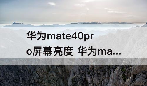 华为mate40pro屏幕亮度 华为mate40pro屏幕亮度多少