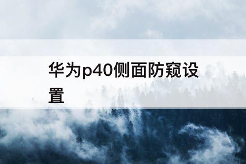 华为p40侧面防窥设置