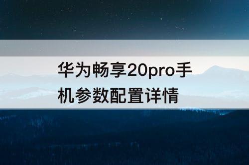 华为畅享20pro手机参数配置详情