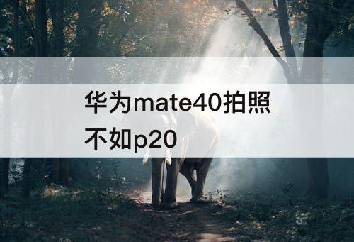 华为mate40拍照不如p20